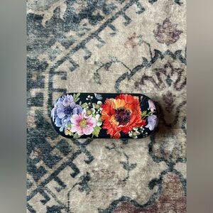 Brighton Navy Artistic Floral Design Eyeglass Case